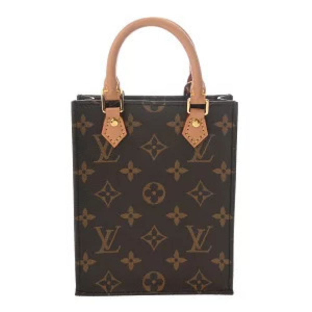 Louis Vuitton Monogram Sac Plat Canvas Tote Bag Brown